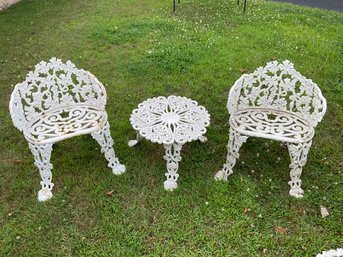 Vintage Cast Iron Chairs And Stand, 1 Of 2  (CTF30)