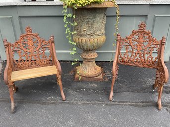 Pr. Antique Cast Iron Chairs, As Is, (CTF30)