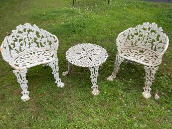 Vintage Cast Iron Chairs And Stand, 2 Of 2 (CTF30)