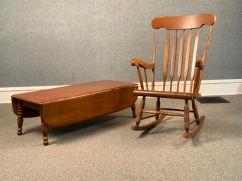 Vintage Rock Maple Coffee Table And Rocking Chair, 2pcs (CTF20)