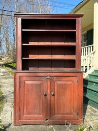 18th C. Red Painted Set Back Cupboard (CTF30)
