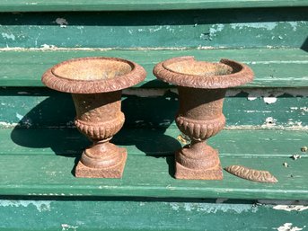 Two Small Antique Cast Iron Urns (CTF10)