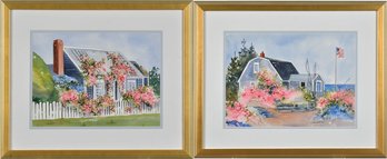 Two Jean Anderson Watercolors, Rose Covered Cottages (CTF10)