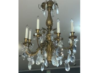 French Bronze And Crystal Chandelier