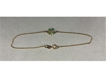 18K & 14K And Emerald Shamrock Bracelet (CTF10)