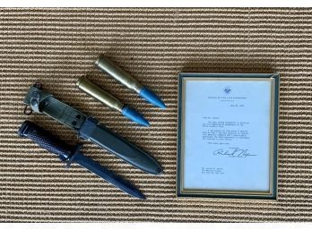 Richard Nixon Letter, WWII Bayonet, 50 Cal. Shells (CTF10)