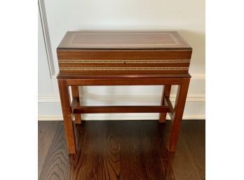 Small Inlaid Mahogany Lift Top Box On Stand (CTF10)