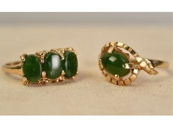 Two 14k Gold Jade Rings (CTF10)