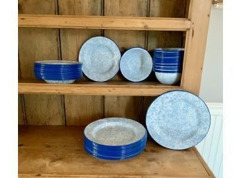 Enameled Light Blue Spatterware For 12 (CTF10)