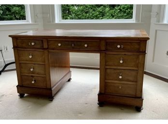 19th C. Continental Mahogany And Walnut Knee Hole Desk (CTF30)