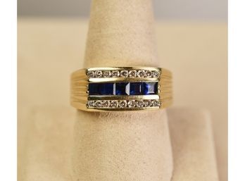 14k Gold Diamond And Sapphire Ring (CTF10)