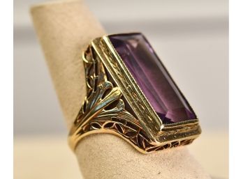 Antique 14k Gold Amethyst Ring (CTF10)