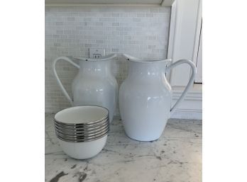 White Enamel Pitchers & Bowls (CTF10)