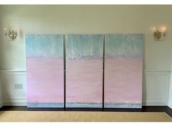 Jahmane  (Norwalk, CT Artist) Large Oil On Canvas Triptych (CTF40)