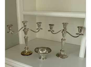 Gorham Sterling Candelabras And A Sterling Bowl (CTF10)