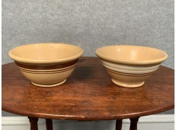 Yellow-ware Banded Mixing Bowls, 2pcs. (CTF20)