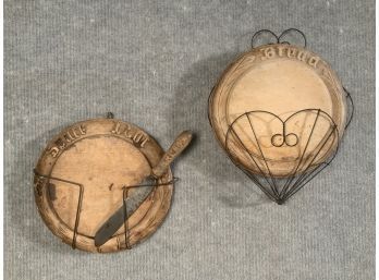 Two Antique Round Bread Boards & A Knife (CTF10)