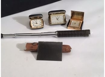 Vintage Travel Clocks And Telescope (CTF10)