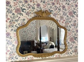 Vintage Decorative Gold Gilt Mirror With Eagle Crest (CTF30)