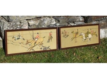 Pr. Vintage Colored Lithograph, Hunt Scenes (CTF10)