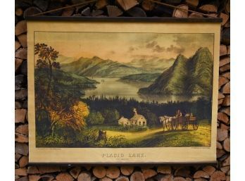 Reproduction Fabric Lake Placid Wall Map (CTF10)