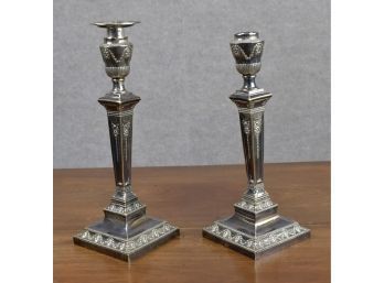Pr. Adams Style Weighted Silver Plated Candlesticks (CTF10)
