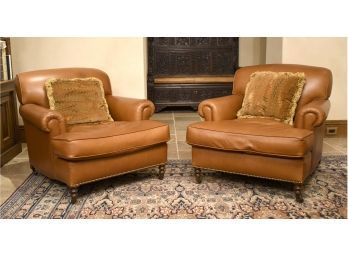 Pr. George Smith Brown Leather Club Chairs (CTF40)