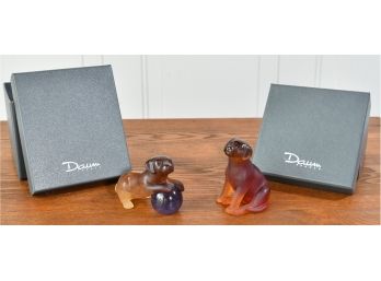 Daum France Colored Glass Dogs In Fitted Boxes (CTF10)