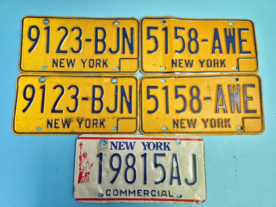 Lot Of 5 Vintage New York State Motor Vehicle License Plates