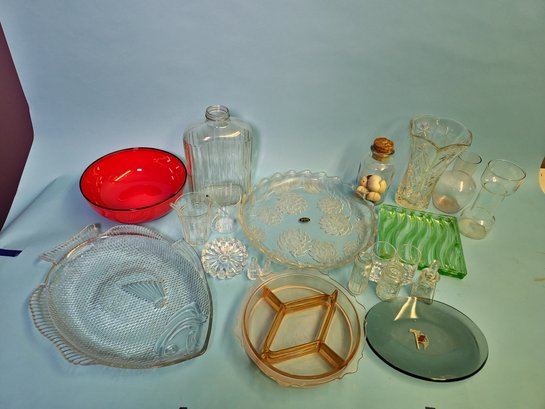 Lot Of Vintage And Antique Decor Glass Depression Pyrex Art Glass Cut Glass Dyed Glass Beautiful Gorgeous