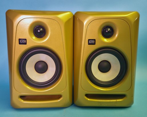 KRK Rokit 5 Powered Studio Audio Monitors In Rare Gold Color - Tested & Working