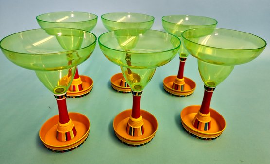 Set Of Vintage Amscan Fiesta Plastic Glasses