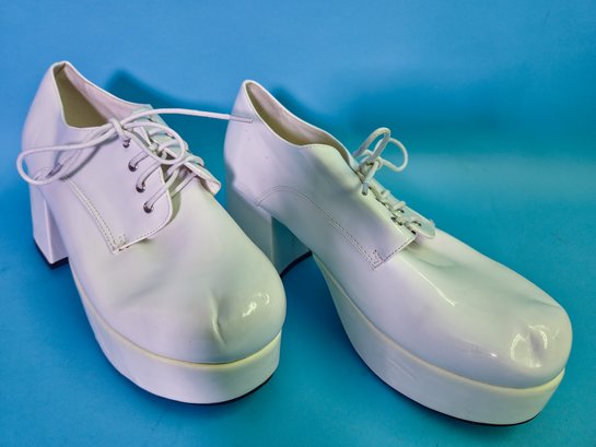 1031 By Ellie Disco White Patent Leather Platform Shoes About 11' In Length No Apparent Size
