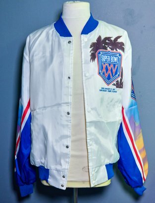 MINT Vintage Original NFL 1989 SUPER BOWL XXV Tampa Florida Silver Anniversary Jacket Size L
