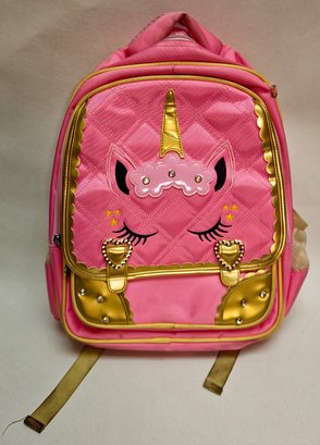 Adorable Unicorn Pink Backpack With Gold Accents - Perfect For Children