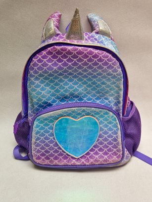 Colorful Mermaid Scale Backpack With Unicorn Horn & Matching Lunch Bag - Perfect For Kids