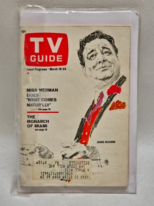 Vintage TV Guide March 18-24, Jackie Gleason Cover, Miss Merman Article, The Monarch Of Miami Feature