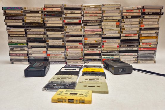 Huge Lot Of Vintage Cassette Tapes With Sony TCM-3 & GE Voice Recorders