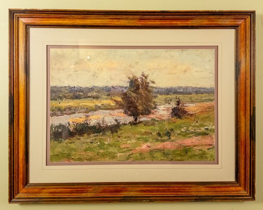 Framed Landscape Oil Painting - Serene Nature Scene With Trees And River 32x22