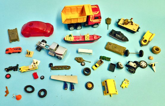Mixed Lot Of Vintage Toys Vehicles Parts Pieces