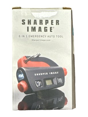 Sharper Image 6 In 1 Emergency Auto Tool Flashlight Red Emergency Light LED Whistle