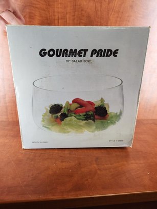 Gourmet Pride 10' Salad Bowl Mouth Blown Glass Argold Crystal #00600
