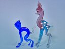 Vintage MCM Set Of 2 Blown Art Glass Figurines, Collectable