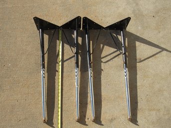 Set Of 4 TABLE LEGS W/ Hairpin Brace 1950s 60s COMMERCIAL CHROMED STEEL ~24'-28' Adjustable Height