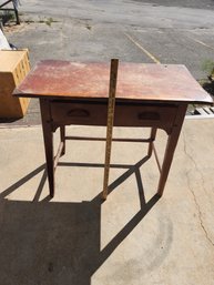 Antique Wood Desk Table With Drawer