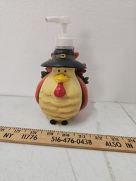 Ceramic Soap Dispenser Turkey Pilgrim Autumn Leaves Fall Thanksgiving