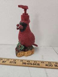 Hard Plastic Resin Decorative Soap Dispenser Cardinal On Log Cranberries