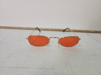 Orange Lens Groovy Sunglasses Gold Frame