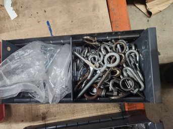 Lot Of Eye Screws And Spring Clips Hardware