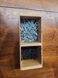 Wooden Box Filled With Steel And Black Screws Different Sizes See Photos